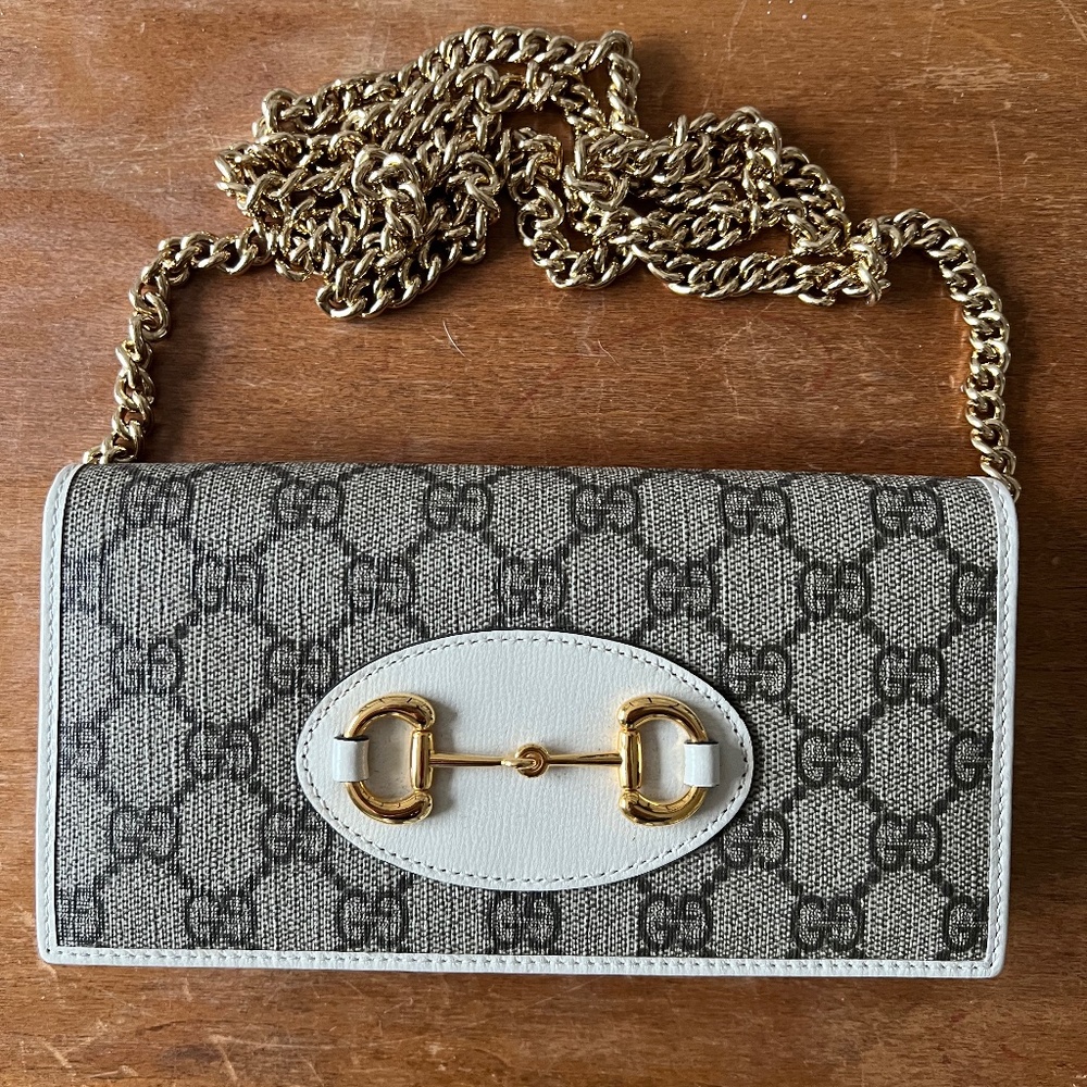 Gucci horsebit wallet purse ivory new